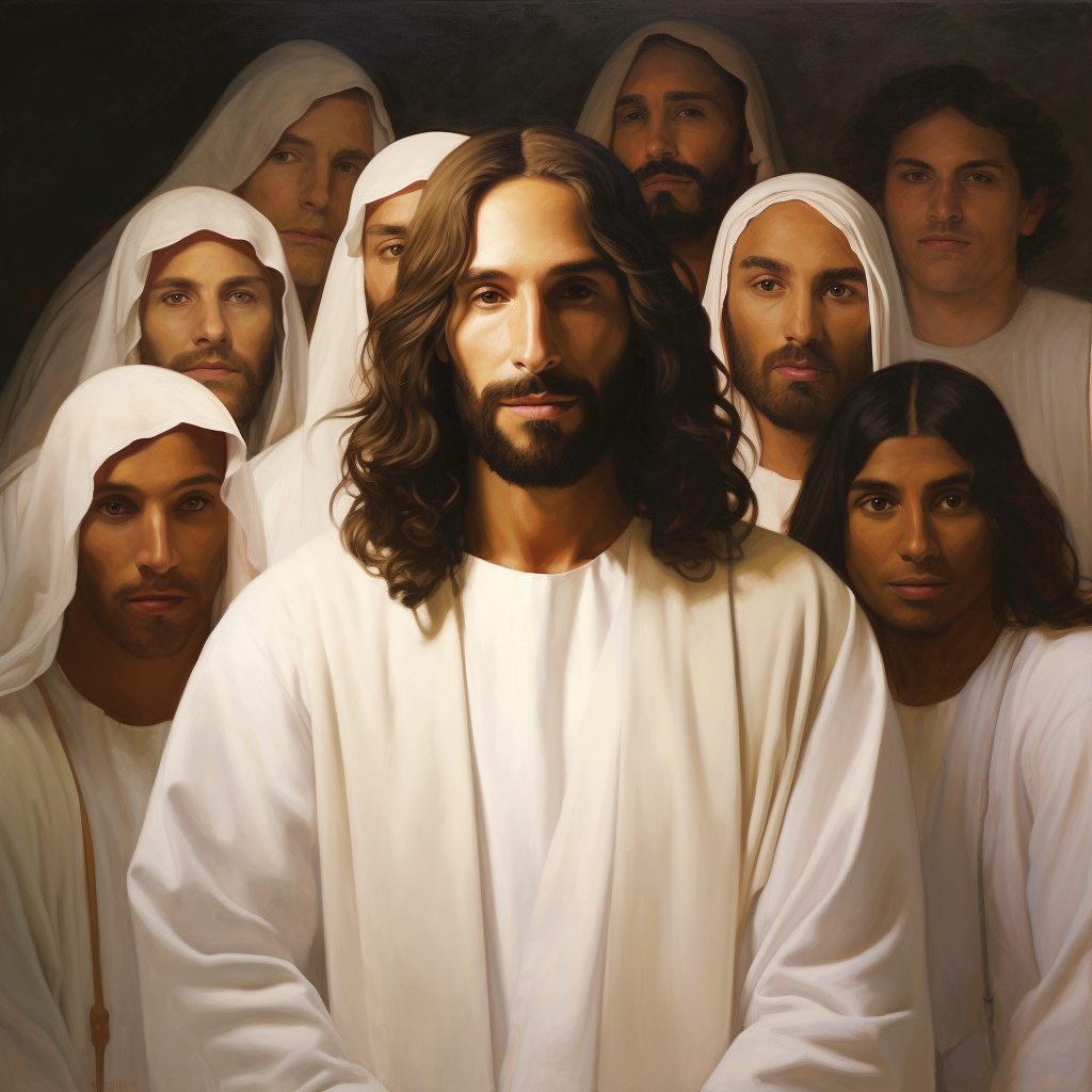 Jesus surrounded by his followers