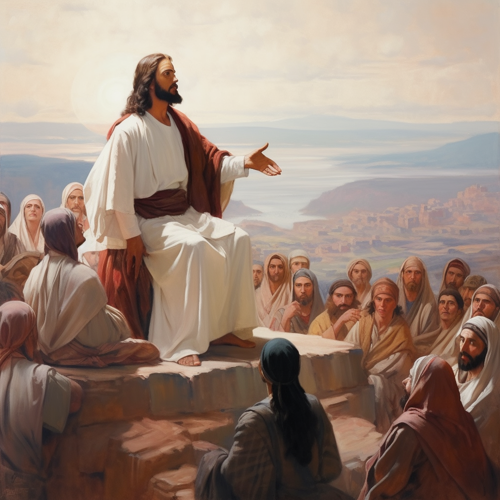 Jesus delivering Sermon on the Mount